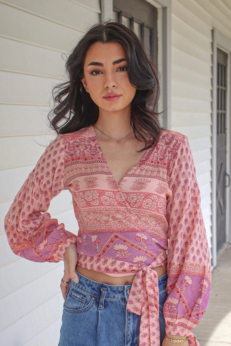 Elina Wrap Top Pink